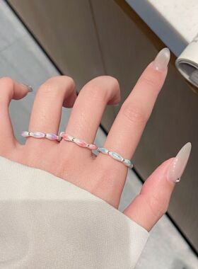 新款个性滴釉竹节戒指女简约小众