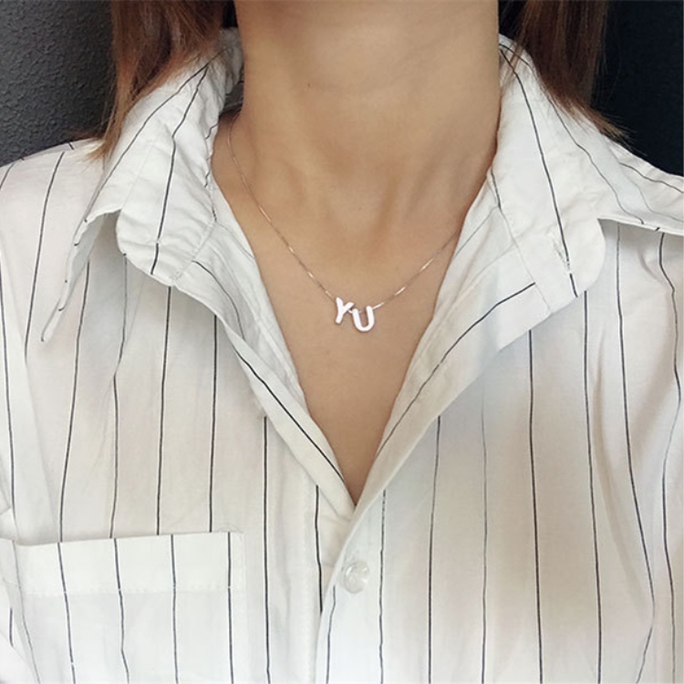 S925純銀項鏈女chic鎖骨鏈字母冷淡風個性定制韓版簡約學生森系in
