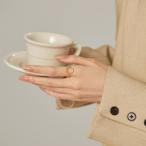 几何圆形镂空戒指女ing风