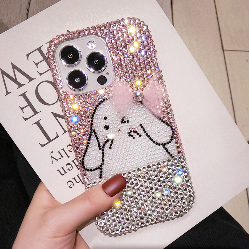 三星S24卡通水钻手机壳萌兔可爱女S23ultra带钻石闪S20FE保护套防摔A54全包软壳s9plus网红新款s8奢华满钻S21