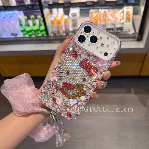 适用于iPhone18ProMax水钻手机壳女款17可爱16plus卡通猫15防摔潮