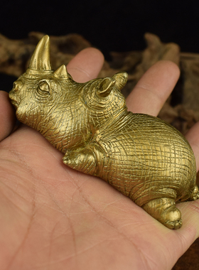 黄铜实心犀牛鳄鱼鲸头鹳工艺品