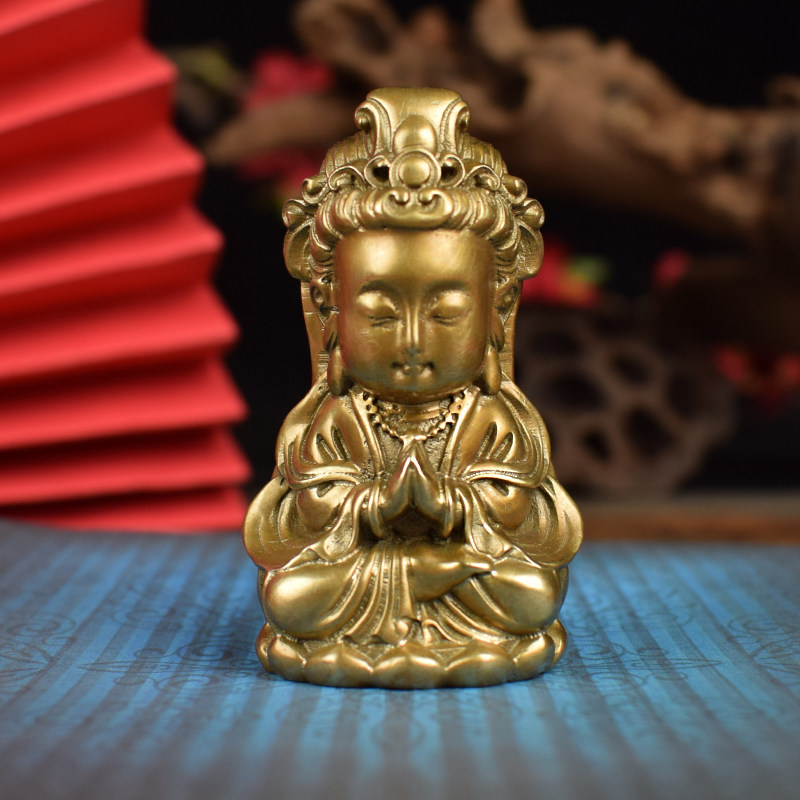 全铜实心观音桌面小摆件男士官印工艺品摆件车载中控台小装饰礼品,家居饰品,桌面摆件,淘宝优惠券,粉丝福利购,淘宝优惠卷
