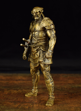 黄铜实心武士兵人手办铁拳吉光模型办公室桌面书房小摆件礼品