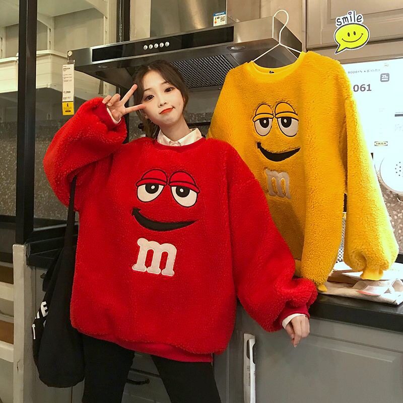 866# 图日韩毛茸茸卫衣女秋冬可爱套头韩版宽松慵懒风学生