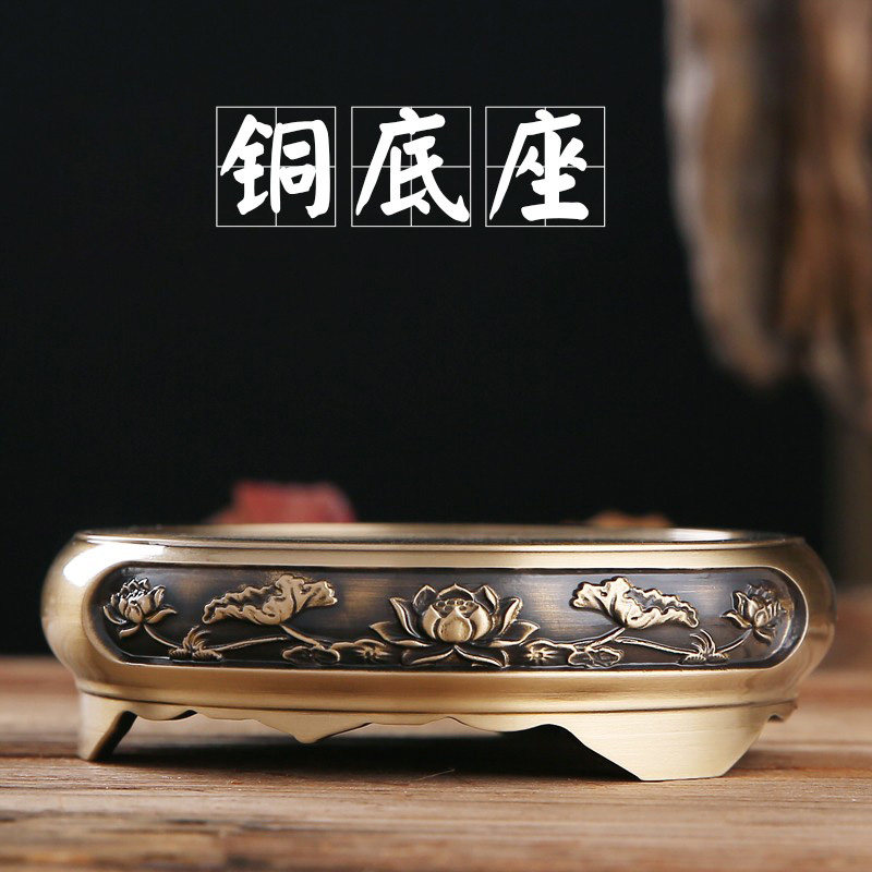 黄铜仿古圆形雕花莲花室内家用