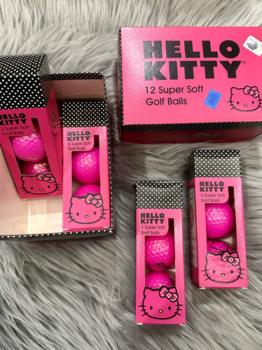 现货日本进口hello kitty 可爱玫红色软弹高尔夫球限量版全新新球