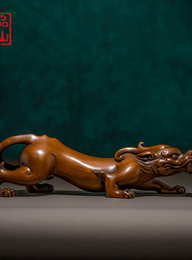 艺品江山紫铜貔貅镇纸中式摆件