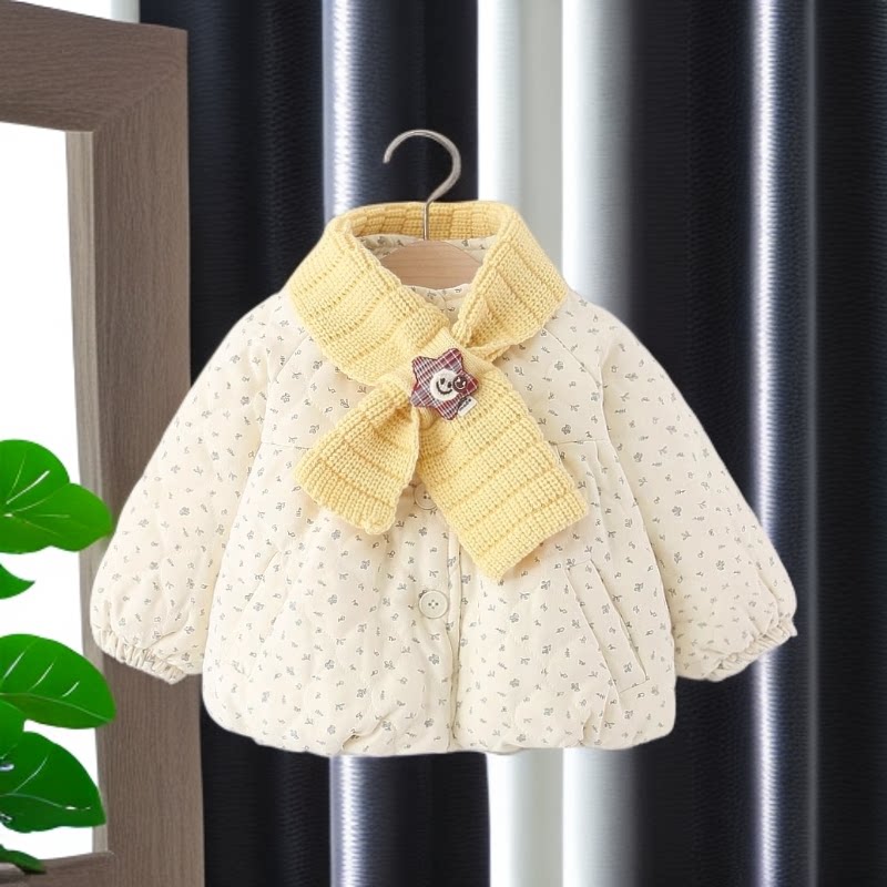 婴儿棉服小童棉衣加绒外套秋冬装一岁宝宝洋气轻薄棉袄小女孩衣服
