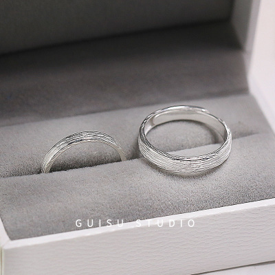 归素纯银一对情侣戒指小众设计男