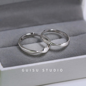 归素莫比乌斯环戒指情侣纯银一对小众设计男女款 活口简约轻奢对戒