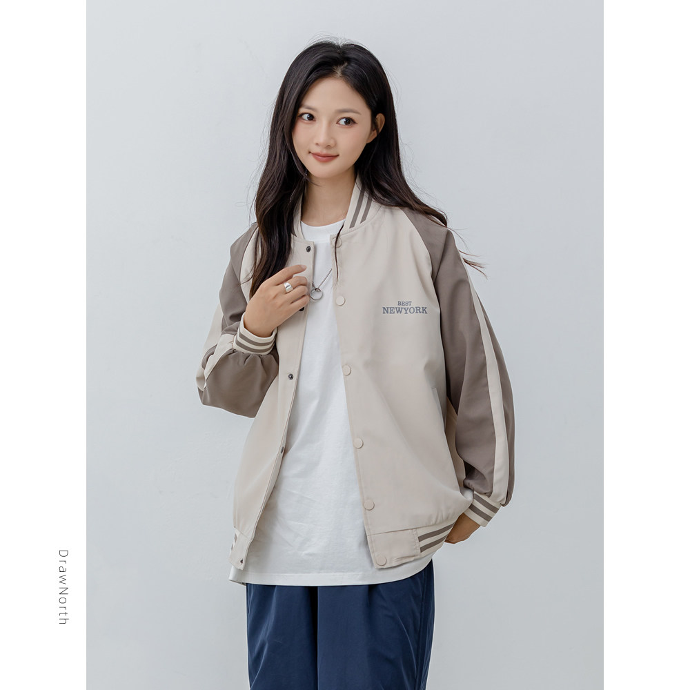 DrawNorth美式复古棒球女外套短款百搭休闲棒球服2023新款春秋款