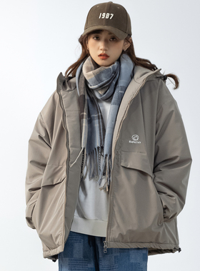 DrawNorth美式复棉衣棉服女山系中性风穿搭加厚冬季宽松外套短款