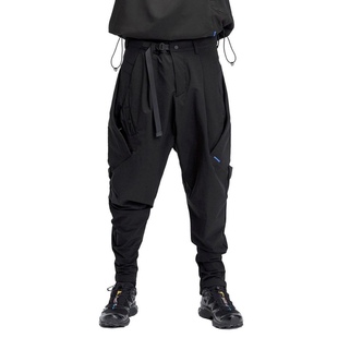 剪裁多褶锥形束脚马蹄长裤 机能斜插式 LUSION 赛博朋克 REINDEE