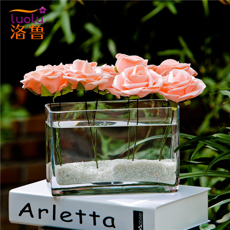 透明玻璃花瓶方口简约创意大号富贵竹水培花瓶花器客厅欧式摆件,家居饰品,花瓶,淘宝优惠券,粉丝福利购,淘宝优惠卷