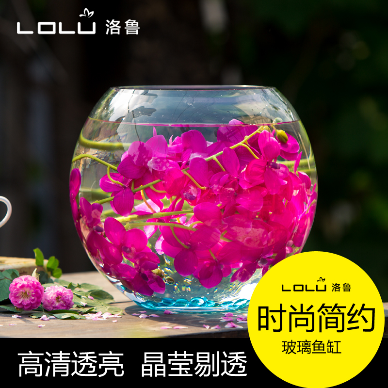花瓶圆形玻璃透明加厚大花瓶摆件客厅水培容器富贵竹鱼缸装饰品