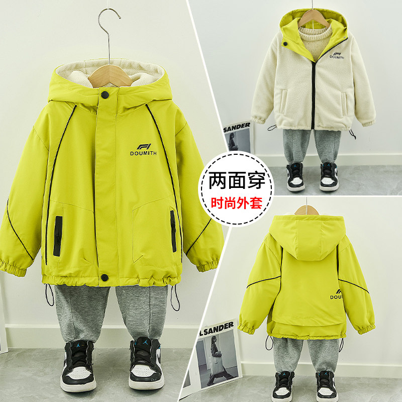 春秋双面穿加绒防水冲锋衣