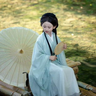 女童汉服魏晋风大袖衫古装小孩表演服夏季亲子装仙侠古风套装书生