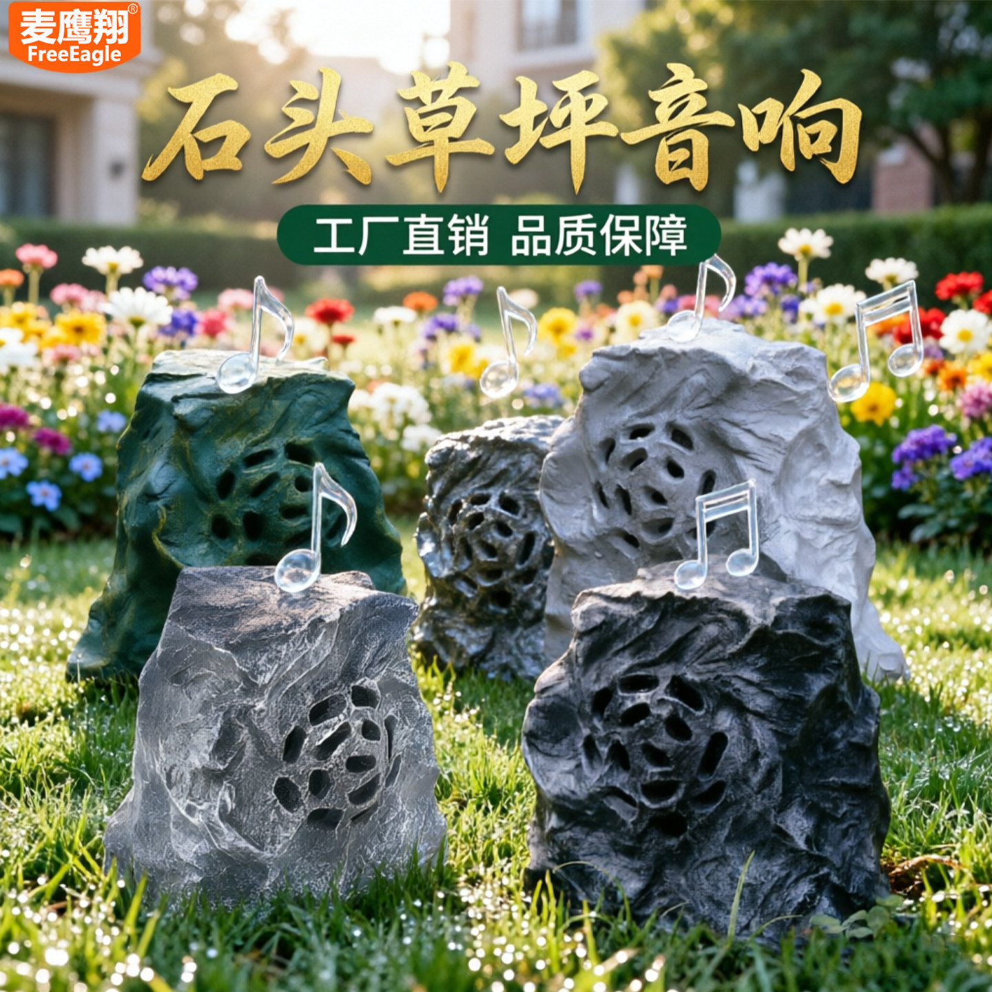 方蹄石草坪音响音箱户外防水室外防雨园林公园庭院园林小区