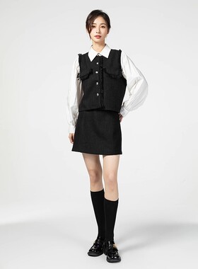 Mixblu麦斯兰专柜正品通勤拼接长袖半身裙两件套装女春秋BX333011