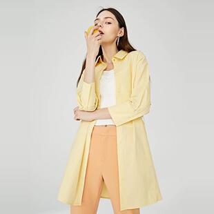 拉系列专柜极简翻领蝙蝠袖中长款衬衫春秋外套女春秋100B3007