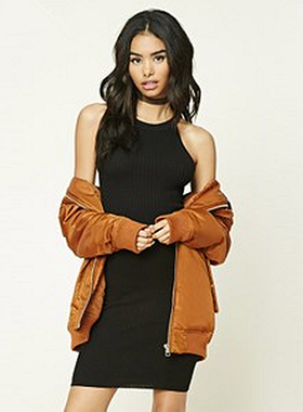 F21系列正品B-13-7-1-3棉质露肩女修身针织连衣裙 197051