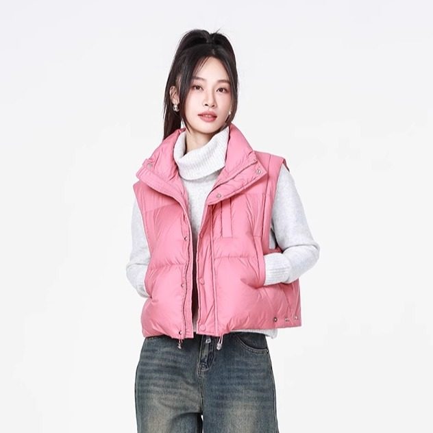 Mixblu麦斯兰专柜正品休闲立领双插袋90绒羽绒马甲背心女WXA30533