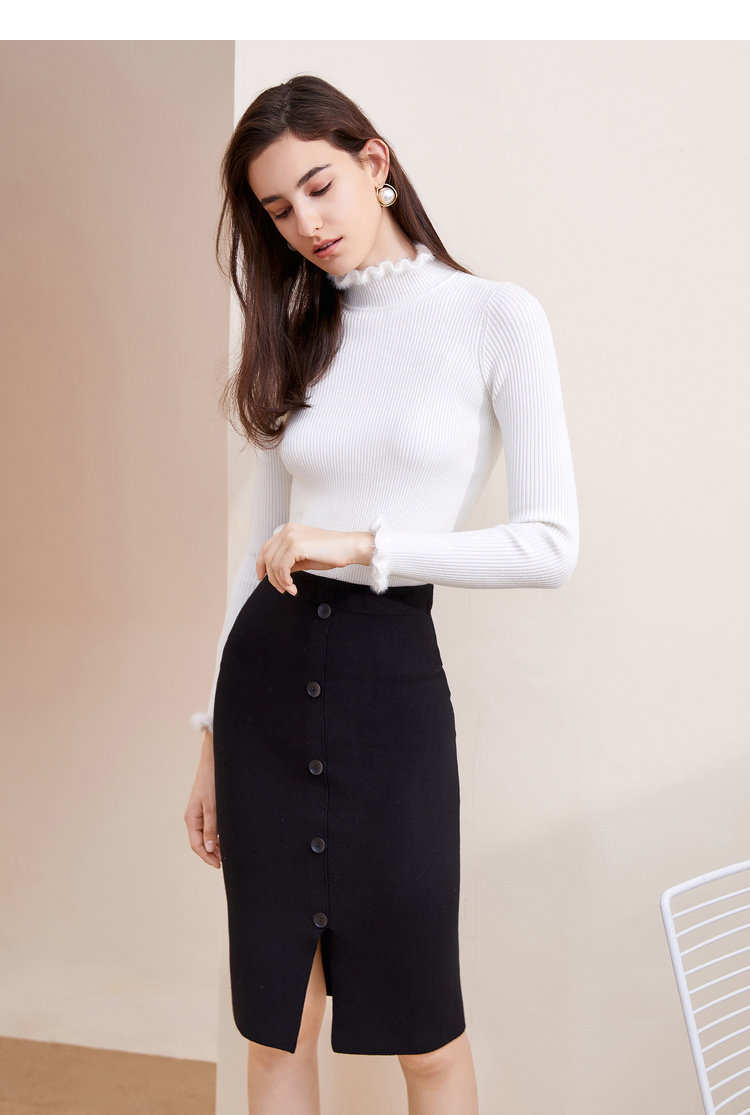 拉系列正品通勤知性裹身及膝中裙针织裹身裙秋冬春半身裙10022347