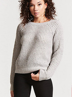 F21专柜正品B-9-7-3-3套头宽松厚毛衣针织衫女188559