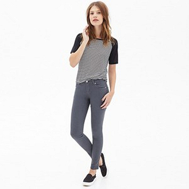 F21专柜正品百搭纯色低腰修身棉质小脚裤女裤春秋铅笔裤102183