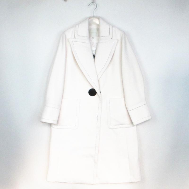 包邮拉系列正品长款夹棉加厚47%绵羊毛毛呢外套冬大衣女 81411280