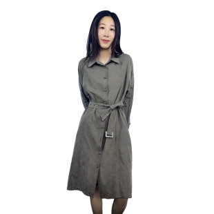 Mixblu麦斯兰专柜女装通勤翻领长袖收腰衬衫连衣裙秋WX927820