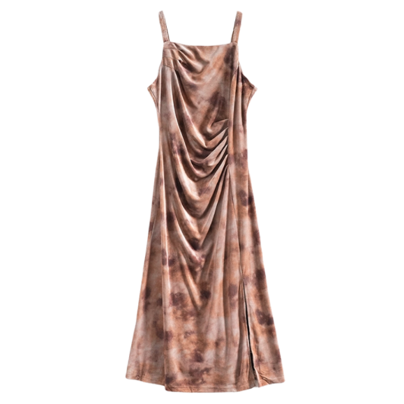 Mixblu麦斯兰专柜正品褶皱显瘦丝绒吊带长裙连衣裙春秋冬WXB27896