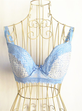 欧系列正品c-13-6-2-1格子蕾丝边薄棉杯聚拢胸罩内衣文胸 RA13310