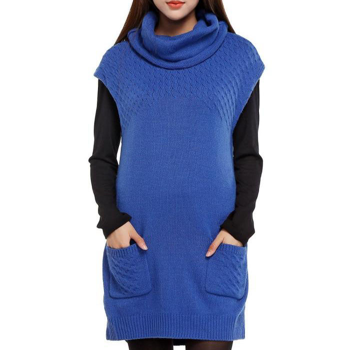 高领针织衫无袖厚宽松韩系毛衣女