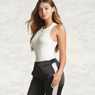 F21系列专柜正品C-5-2-3-1连裆摁扣修身背心睡衣女连体内衣133715