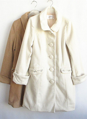 好俪姿honeys正品A-9-9-3-1钉珠中长款大衣秋冬厚外套595446983