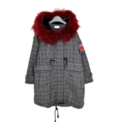 拉系列专柜正品休闲连帽宽松中长款毛呢外套大衣女春秋冬2T011005