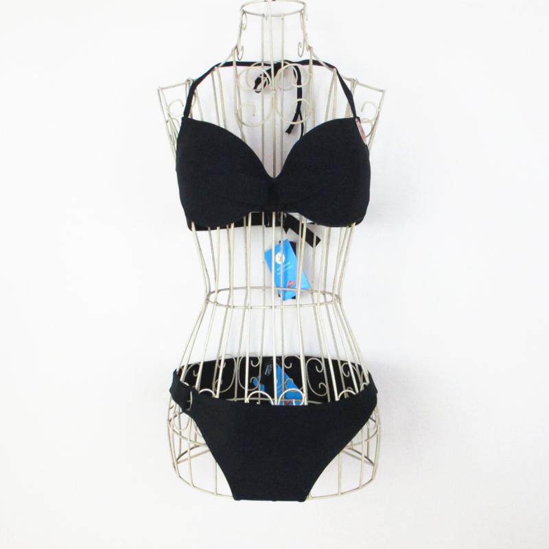艾格伊品正品性感带钢圈挂脖比基尼加厚杯分体泳衣女160756068