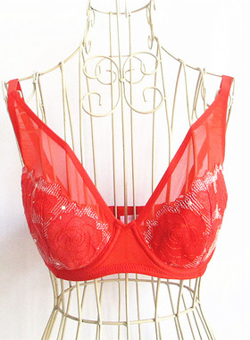 欧系列专柜正品正红本命年全罩杯薄棉杯红内衣文胸RA10838