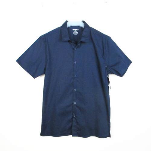 F21永远21正品B-6-7-3-3百搭翻领纯色短袖棉质衬衫男267592