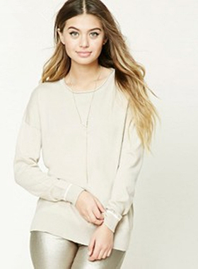 F21系列正品B-11-4-3-3百搭卷边宽松女针织衫毛衣190316