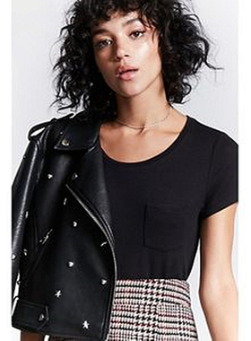 F21正品A-16-1-3-1百搭纯色圆领短袖女针织T恤188431