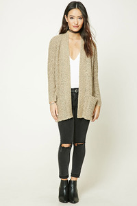 F21专柜正品慵懒风粗棒针无扣开衫秋冬外套针织衫毛衣女 230371