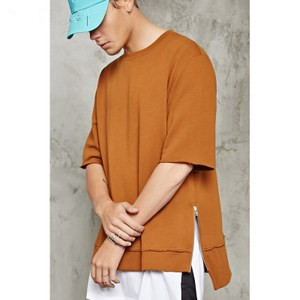 F21系列短袖休闲前短后长T恤男