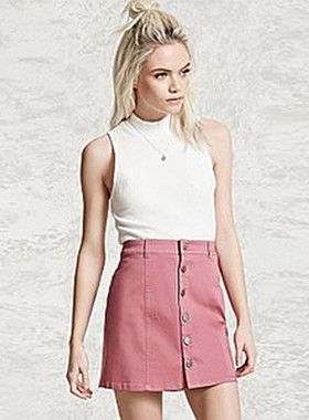 F21系列专柜正品C-2-12-3-2清新短裙棉学生半身裙 226226