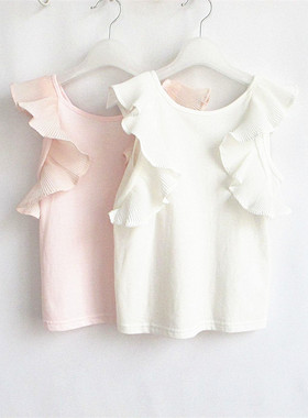 拉系列童装专柜正品8A221甜美百褶荷叶边无袖上衣女童背心8442325