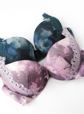 包邮欧系列正品上薄下厚水墨蕾丝加厚聚拢胸罩女内衣文胸 OA23343