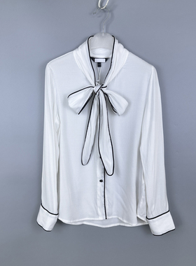 拉系列专柜正品甜美淑女绑带蝴蝶结长袖雪纺白衬衫女春秋10020003