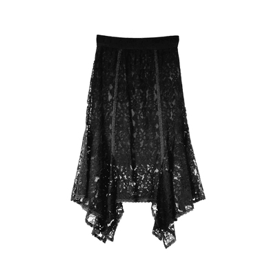 拉系列专柜正品高雅松紧腰不对称下摆蕾丝长裙半身裙春夏10023253